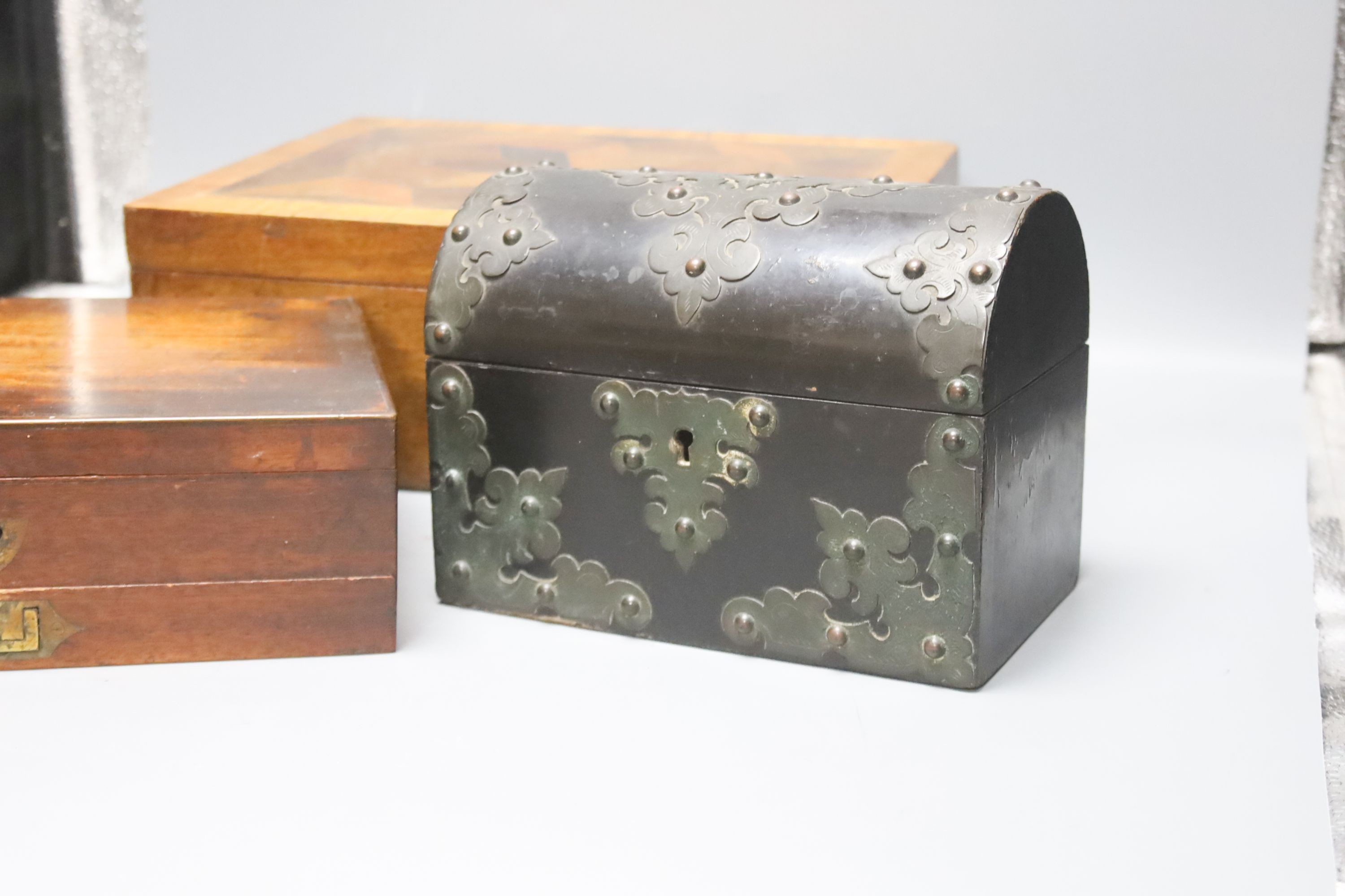 Three Victorian boxes including a Windsor and Newton artist's box, 24cm